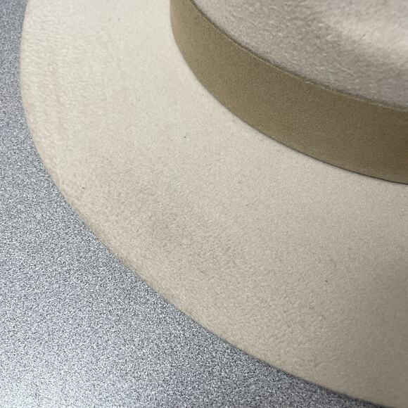 Teressa Foglia x Curateur Wool Felt Hat Ivory Tan Wide Brim Band Pinched *Flaw - Picture 3 of 10
